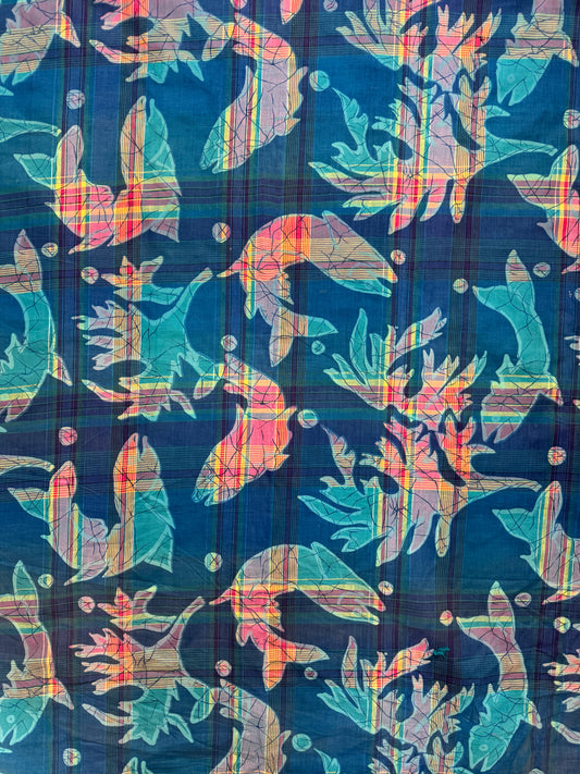 Vintage Overprinted Yarn Dye - Plaid and Fish